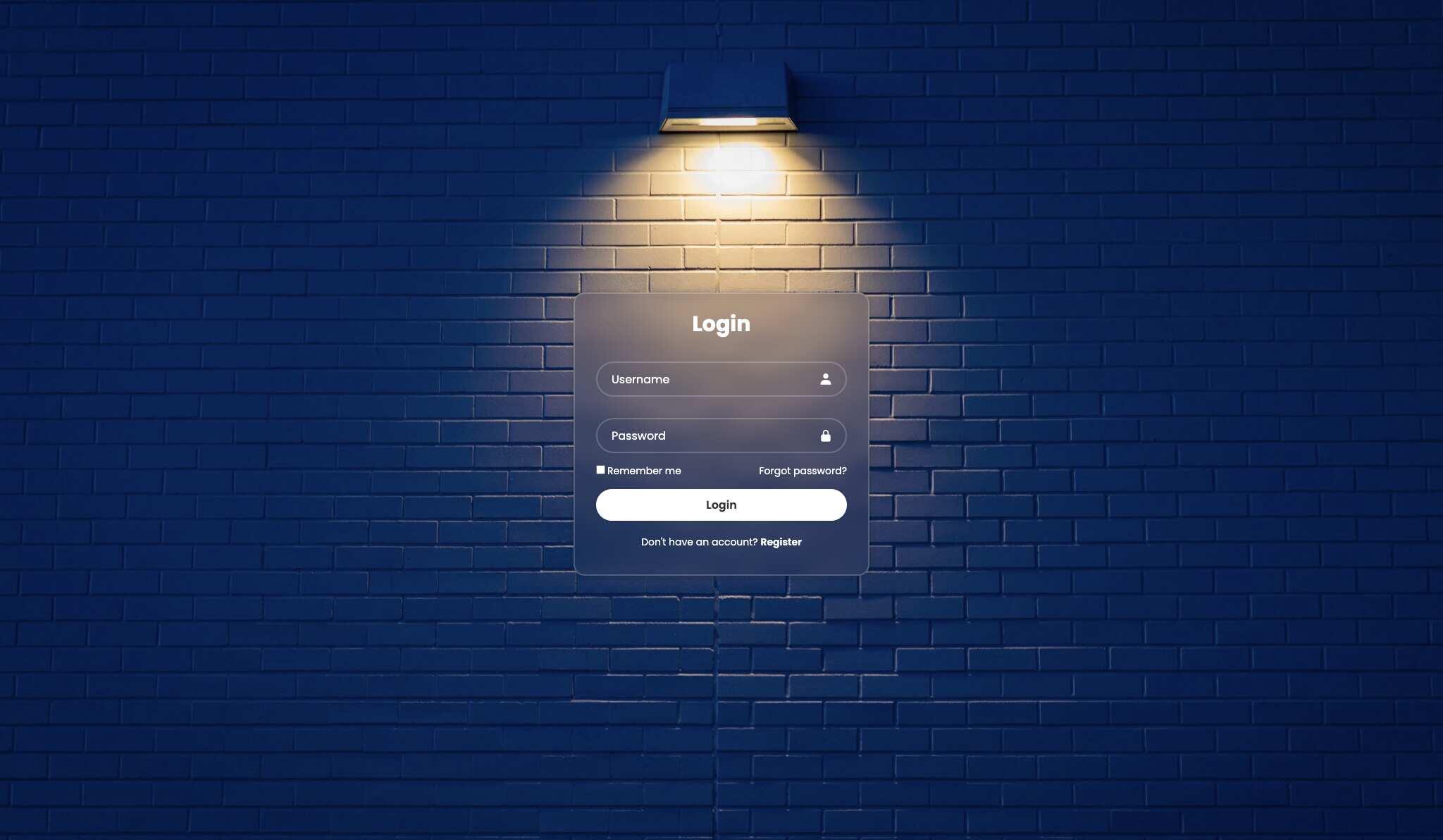 Lamp Glassmorphism Login Page - Responsive HTML CSS Login Form - Projects Image