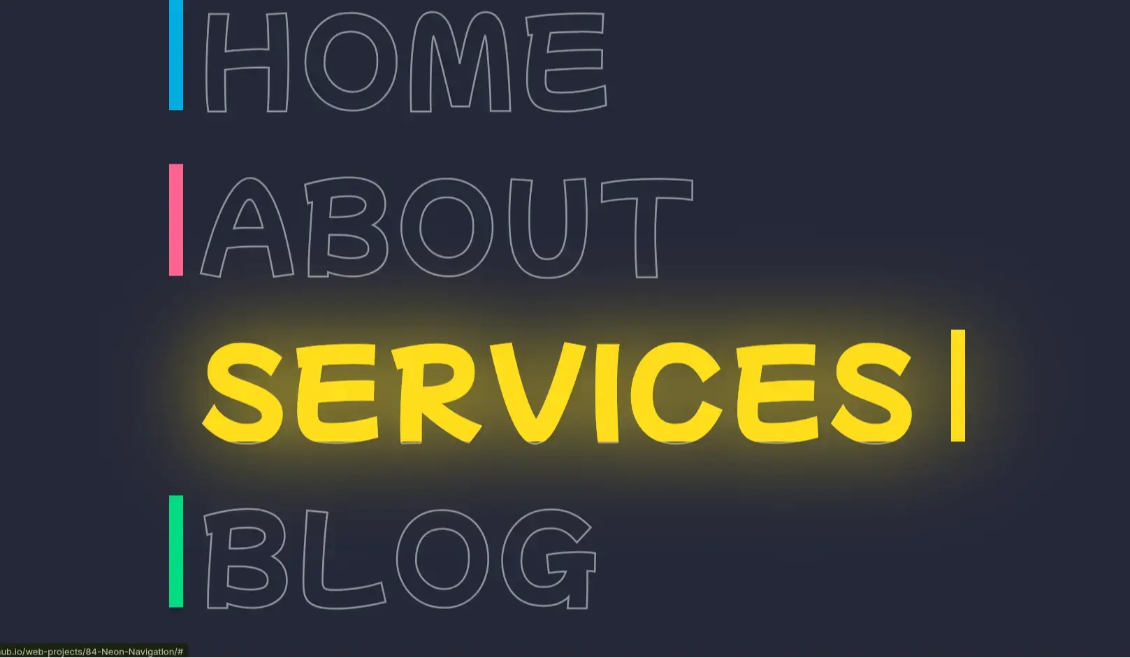 Neon Navigation Menu in HTML & CSS – Glowing Navbar UI - Project Thumbnail