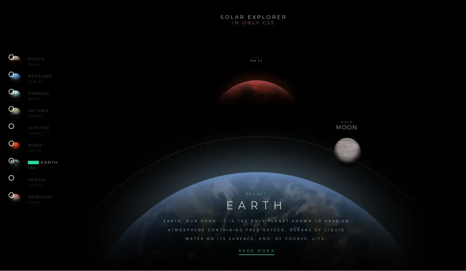 Solar System Explorer – Interactive 3D Planet Animation - Projects Image