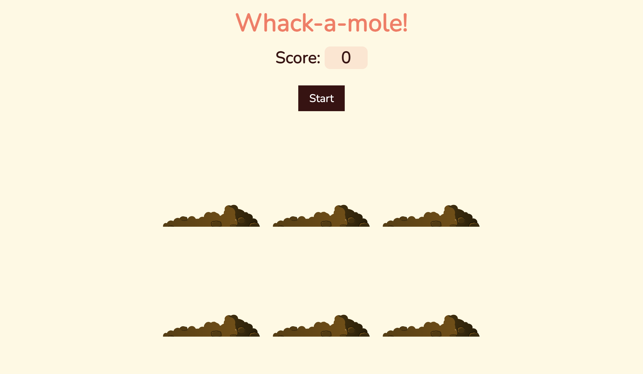 Whack-a-Mole Game Using HTML, CSS, and JavaScript - Projects Image