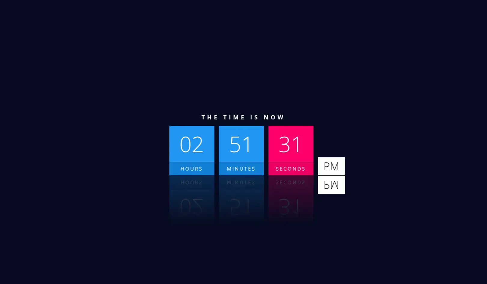Digital Clock with Reflection in HTML, CSS & JavaScript – Real-Time Timepiece UI - Projects Image