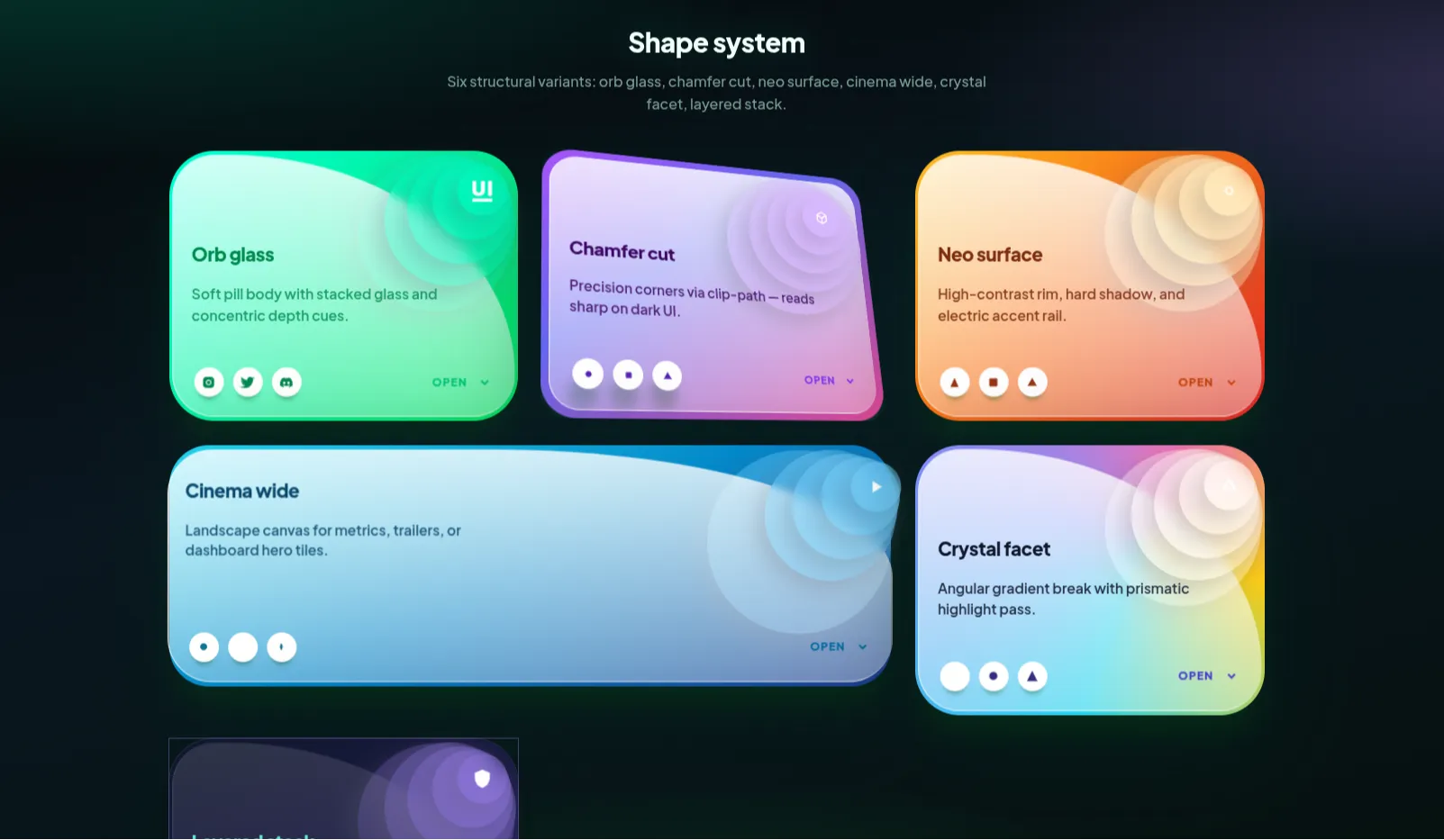 Neon Glass 3D Cards UI | Interactive Glassmorphism Design