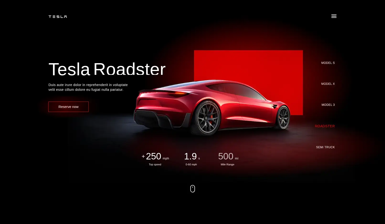 Tesla Landing Page — HTML, CSS & JS Project - Projects Image