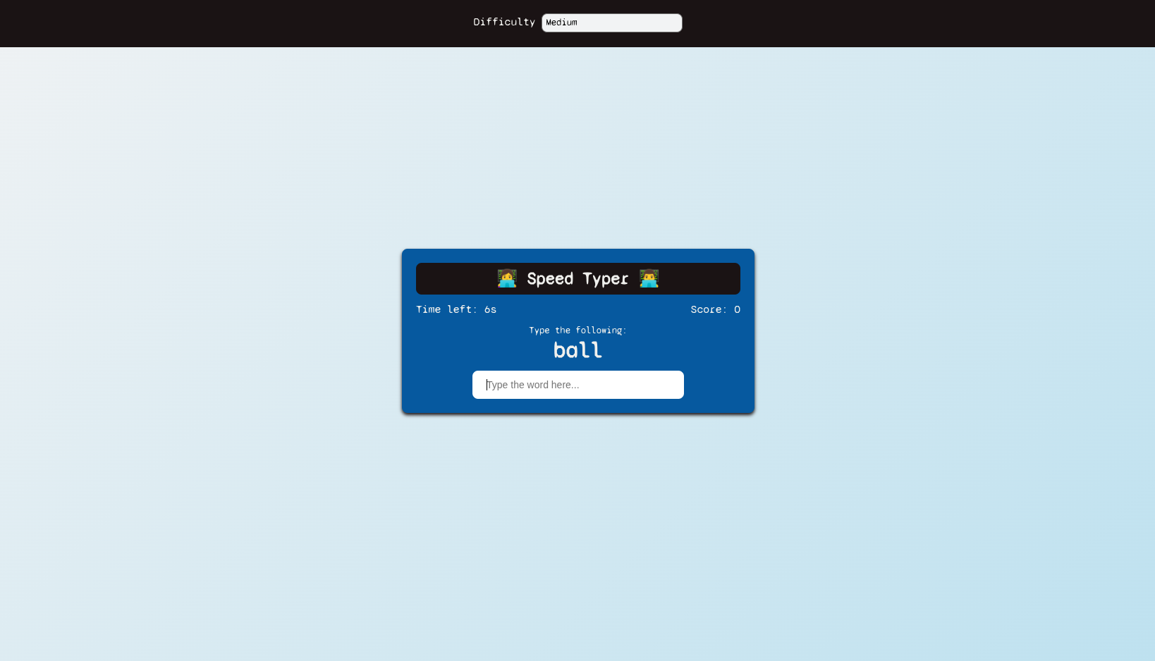 Typing Game - HTML CSS JavaScript - Projects Image